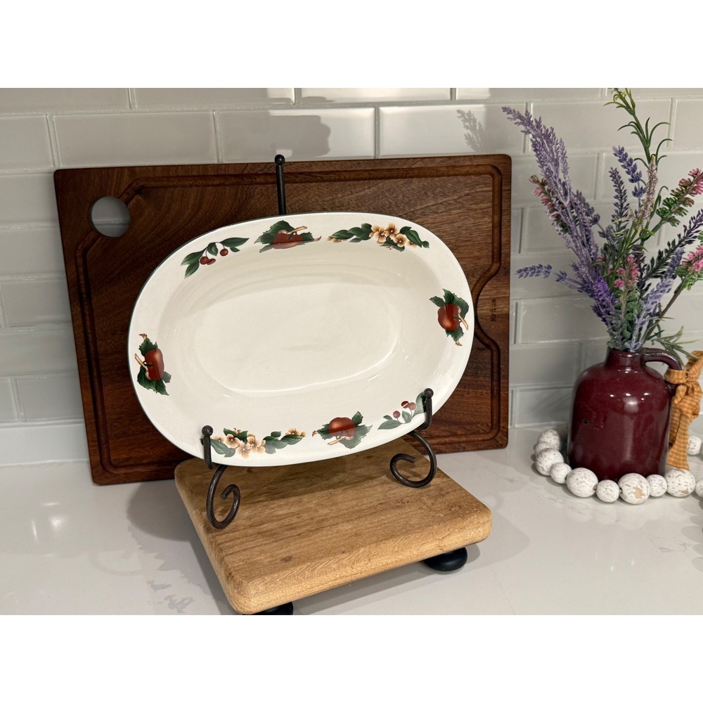 The Cades Cove Collection by Citation Oval Serving Bowl Apple Cherry Stoneware